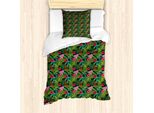 Abakuhaus Set Copripiumino Esotico Per Letti Singoli, Hibiscus Plumeria Monstera, Antiacaro, Adatto A Chi Soffre Di Allergie, Con Federa, 135 Cm X 200 Cm - 80 X 80 Cm, Multicolore