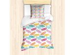 Abakuhaus Set Copripiumino Per Letti Singoli, Motivo Fogliame, Antiacaro, Adatto A Chi Soffre Di Allergie, Con Federa, 135 Cm X 200 Cm - 80 X 80 Cm, Bianco E Multicolore