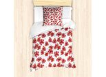 Abakuhaus Set Copripiumino Per Letti Singoli, Stile Vintage Con Motivi Floreali A Giglio, Antiacaro E Anallergico, Con Federa, 135 Cm X 200 Cm - 80 X 80 Cm, Verde Oliva Vermiglio
