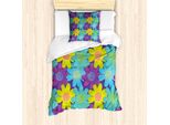 Set Copripiumino Abakuhaus Per Letti Singoli, Motivo Acquerellato In Stile Anni '90, Antiacaro E Anallergico, Con Federa, 135 Cm X 200 Cm - 80 X 80 Cm, Multicolore