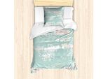 Abakuhaus Set Copripiumino Moderno Per Letti Singoli, Arte Astratta Grunge Strokes, Antiacaro E Anallergico Con Federa, 135 Cm X 200 Cm - 80 X 80 Cm, Seafoam Blush E Bianco