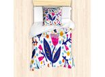 Abakuhaus Set Copripiumino Per Letti Singoli, Stile Doodle Con Motivi Floreali, Antiacaro E Anallergico, Con Federa, 135 Cm X 200 Cm - 80 X 80 Cm, Multicolore
