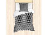 Abakuhaus Set Copripiumino Geometrico Per Letti Singoli, Forme Monocromatiche Annidate, Antiacaro, Adatto A Chi Soffre Di Allergie, Con Federa, 135 Cm X 200 Cm - 80 X 80 Cm, Bianco E Nero