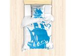 Set Copripiumino Abakuhaus Marine Per Letti Singoli, Silhouette Monocromatica Barca, Antiacaro, Adatto A Chi Soffre Di Allergie, Con Federa, 135 Cm X 200 Cm - 80 X 80 Cm, Bianco E Blu Mare