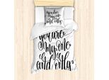 Abakuhaus Set Copripiumino Per Letto Singolo, Bold Handwritten, Antiacaro E Anallergico, Con Federa, 135 Cm X 200 Cm - 80 X 80 Cm, Grigio Antracite E Bianco