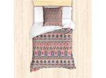 Abakuhaus Set Copripiumino Geometrico Per Letti Singoli, Zigzag Triangoli Cerchi, Antiacaro Adatto A Chi Soffre Di Allergie Con Federa, 135 Cm X 200 Cm - 80 X 80 Cm, Rosa Pastello Marrone