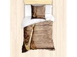 Abakuhaus Set Copripiumino Rustico, Ancora Da Mare E Rete Da Pesca Su Sfondo Di Legno Tema Mare E Pesca, 135 X 200 Cm + 80 X 80 Cm, Marrone E Cacao