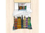 Abakuhaus Amsterdam Set Copripiumino Per Letti Singoli, Grafica Colorata Strada, Antiacaro, Adatto A Chi Soffre Di Allergie, Con Federa, 135 Cm X 200 Cm - 80 X 80 Cm, Multicolore