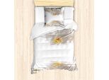 Set Copripiumino Abakuhaus, Ramo Di Orchidee Romantiche Su Sfondo Con Motivo Acquatico, 135 X 200 Cm + 80 X 80 Cm, Bianco E Arancione