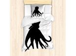 Abakuhaus Set Copripiumino Per Letto Singolo, Immagine Silhouette Animale, Antiacaro, Adatto A Chi Soffre Di Allergie, Con Federa, 135 Cm X 200 Cm - 80 X 80 Cm, Bianco Grigio Antracite