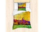 Abakuhaus Set Copripiumino Impressionista Per Letti Singoli, Costa Di Istanbul, Antiacaro, Adatto A Chi Soffre Di Allergie, Con Federa, 135 Cm X 200 Cm - 80 X 80 Cm, Multicolore