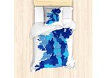 Abakuhaus Irlanda Set Copripiumino Per Letti Singoli, Mappa Monocromatica, Antiacaro, Adatto A Chi Soffre Di Allergie, Con Federa, 135 Cm X 200 Cm - 80 X 80 Cm, Bianco, Blu E Blu Scuro