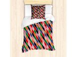 Abakuhaus Set Copripiumino Geometrico Per Letti Singoli, Blocchi A Parallelogramma, Antiacaro, Adatto A Chi Soffre Di Allergie, Con Federa, 135 Cm X 200 Cm - 80 X 80 Cm, Multicolore