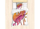 Abakuhaus Set Copripiumino Arancione E Rosa Per Letti Singoli, Meduse Divertenti, Antiacaro, Adatto A Chi Soffre Di Allergie, Con Federa, 135 Cm X 200 Cm - 80 X 80 Cm, Arancione E Rosa