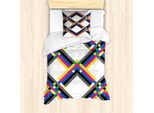 Abakuhaus Set Copripiumino Psichedelico Per Letti Singoli, Zigzag Colorato, Antiacaro, Adatto A Chi Soffre Di Allergie, Con Federa, 135 Cm X 200 Cm - 80 X 80 Cm, Multicolore