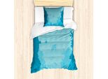 Abakuhaus Sotto Il Mare Set Copripiumino Per Letti Singoli, Pesci Nell'oceano, Antiacaro Adatto A Chi Soffre Di Allergie Con Federa, 135 Cm X 200 Cm - 80 X 80 Cm, Turchese Scuro Turchese