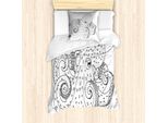 Abakuhaus Set Copripiumino Per Letto Singolo Con Motivo Cartone Animato Raffigurante Un Calamaro, Antiacaro E Anallergico, Con Federa, 135 Cm X 200 Cm - 80 X 80 Cm, Bianco E Grigio Scuro