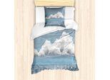 Abakuhaus Blu Set Copripiumino Per Letti Singoli, Seascape Arte Digitale, Antiacaro Adatto A Chi Soffre Di Allergie Con Federa, 135 Cm X 200 Cm - 80 X 80 Cm, Bianco Blu