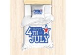 Abakuhaus 4 Luglio Set Copripiumino Per Letti Singoli, Scritta Independence Day, Antiacaro, Adatto A Chi Soffre Di Allergie, Con Federa, 135 Cm X 200 Cm - 80 X 80 Cm, Corallo Scuro E Blu Violetto