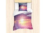 Abakuhaus Set Copripiumino Per Letto Singolo, Surreal Himmel Fluffy Clouds, Antiacaro, Adatto A Chi Soffre Di Allergie, Con Federa, 135 Cm X 200 Cm - 80 X 80 Cm, Rosa Confetto E Azzurro Pallido