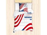Abakuhaus 4 Luglio Set Copripiumino Per Letti Singoli, Motivi Bandiera Americana, Antiacaro, Adatto A Chi Soffre Di Allergie, Con Federa, 135 Cm X 200 Cm - 80 X 80 Cm, Bianco Multicolore