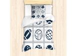 Abakuhaus Set Copripiumino Per Letti Singoli, Motivo A Quadrati, Antiacaro, Adatto A Chi Soffre Di Allergie, Con Federa, 135 Cm X 200 Cm - 80 X 80 Cm, Blu Scuro E Bianco
