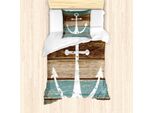 Abakuhaus Set Copripiumino Anker, Sporco Tipo Marittimo Mare Oceano Ancora Generato Digitalmente Orizzontale Assi Di Legno Immagini, 135 X 200 Cm + 80 X 80 Cm, Multicolore
