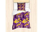 Abakuhaus Set Copripiumino Geometrico Per Letti Singoli, Divertente Memphis, Antiacaro, Adatto A Chi Soffre Di Allergie, Con Federa, 135 Cm X 200 Cm - 80 X 80 Cm, Giallo Viola