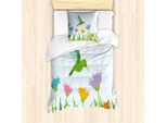 Abakuhaus Set Copripiumino Wildflower Per Letti Singoli, Colibrì Artistico Da Giardino, Antiacaro, Adatto A Chi Soffre Di Allergie, Con Federa, 135 Cm X 200 Cm - 80 X 80 Cm, Multicolore