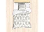 Abakuhaus Set Copripiumino Astratto Per Letti Singoli, Pois Esagonali, Antiacaro, Adatto A Chi Soffre Di Allergie, Con Federa, 135 Cm X 200 Cm - 80 X 80 Cm, Beige Chiaro E Bianco