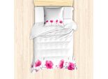 Abakuhaus Set Copripiumino Per Letti Singoli, Rosa Con Motivo Floreale Papavero, Antiacaro E Anallergico, Con Federa, 135 Cm X 200 Cm - 80 X 80 Cm, Rosa
