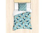 Abakuhaus Set Copripiumino Per Letto Singolo, Ragazza Alata Con Tromba, Antiacaro, Adatto A Chi Soffre Di Allergie, Con Federa, 135 Cm X 200 Cm - 80 X 80 Cm, Azzurro Pallido E Arancione