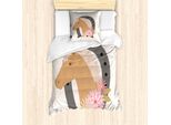 Abakuhaus Set Copripiumino Per Letto Singolo, Composizione Blumenland, Antiacaro, Adatto A Chi Soffre Di Allergie, Con Federa, 135 Cm X 200 Cm - 80 X 80 Cm, Champagne E Multicolore