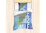 Abakuhaus Set Copripiumino Per Letto Singolo, Design Moderno Con Parole Positive, Antiacaro, Adatto A Chi Soffre Di Allergie, Con Federa, 135 Cm X 200 Cm - 80 X 80 Cm, Blu Azzurro Lilla