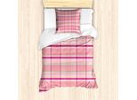 Abakuhaus Set Copripiumino Rosa Per Letti Singoli, Motivo Tartan A Quadri, Antiacaro E Anallergico Con Federa, 135 Cm X 200 Cm - 80 X 80 Cm, Rosa Pallido E Multicolore