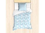 Abakuhaus Set Copripiumino Per Letto Singolo, Grafica Con Nuvole Ritmiche, Antiacaro E Anallergico, Con Federa, 135 Cm X 200 Cm - 80 X 80 Cm, Azzurro E Bianco
