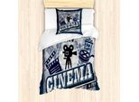 Abakuhaus Set Copripiumino Per Letto Singolo, Poster Vintage, Antiacaro, Adatto A Chi Soffre Di Allergie, Con Federa, 135 Cm X 200 Cm - 80 X 80 Cm, Blu Nero Grigio