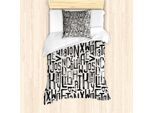 Abakuhaus Set Copripiumino Grunge Per Letti Singoli, Motivo Lettere Grunge, Antiacaro, Adatto A Chi Soffre Di Allergie, Con Federa, 135 Cm X 200 Cm - 80 X 80 Cm, Grigio Antracite Bianco