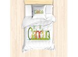 Abakuhaus Cacun Set Copripiumino Per Letti Singoli, Tropic Wording Palme, Antiacaro, Adatto A Chi Soffre Di Allergie, Con Federa, 135 Cm X 200 Cm - 80 X 80 Cm, Bianco Multicolore