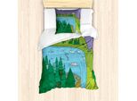 Abakuhaus Set Copripiumino Avventura Per Letti Singoli, Cascata Selvaggia, Antiacaro, Adatto A Chi Soffre Di Allergie, Con Federa, 135 Cm X 200 Cm - 80 X 80 Cm, Multicolore