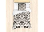 Abakuhaus Set Copripiumino Astratto Per Letti Singoli, Damasco Bicolore Botanico, Antiacaro, Adatto A Chi Soffre Di Allergie, Con Federa, 135 Cm X 200 Cm - 80 X 80 Cm, Champagne Taupe Scuro