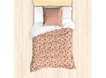 Abakuhaus Set Copripiumino Color Pesca Per Letti Singoli, Motivo Botanico Autunnale Astratto, Antiacaro, Adatto A Chi Soffre Di Allergie, Con Federa, 135 Cm X 200 Cm - 80 X 80 Cm, Multicolore Pesca