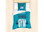 Set Copripiumino Abakuhaus Per Letti Singoli, Fit Life Bodybuilding, Antiacaro, Adatto A Chi Soffre Di Allergie, Con Federa, 135 Cm X 200 Cm - 80 X 80 Cm, Blu Scuro Bianco