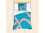 Abakuhaus Blu Set Copripiumino Per Letti Singoli, Sfondo Blu Ropes, Antiacaro, Adatto A Chi Soffre Di Allergie, Con Federa, 135 Cm X 200 Cm - 80 X 80 Cm, Viola Scuro Blu Bianco