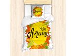 Abakuhaus Set Copripiumino Per Letti Singoli, Con Scritta Autunnale, Antiacaro, Adatto A Chi Soffre Di Allergie, Con Federa, 135 Cm X 200 Cm - 80 X 80 Cm, Bianco, Giallo, Arancione
