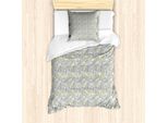 Abakuhaus Set Copripiumino Aloha Per Letti Singoli, Motivo Foglie In Colori Pastello, Antiacaro, Adatto A Chi Soffre Di Allergie, Con Federa, 135 Cm X 200 Cm - 80 X 80 Cm, Giallo Pallido E Azzurro