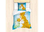 Abakuhaus Set Copripiumino Per Letti Singoli, Regno Unito, Borders, Antiacaro, Adatto A Chi Soffre Di Allergie, Con Federa, 135 Cm X 200 Cm - 80 X 80 Cm, Sky Blue Multicolor