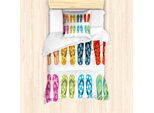 Set Copripiumino Estivo Abakuhaus Per Letti Singoli, Pantofole A Tema Vacanze, Antiacaro E Anallergico Con Federa, 135 Cm X 200 Cm - 80 X 80 Cm, Multicolore