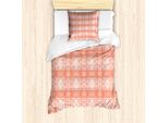 Abakuhaus Set Copripiumino Astratto Per Letti Singoli, Motivi Monocromatici Eccentrici, Antiacaro, Adatto A Chi Soffre Di Allergie, Con Federa, 135 Cm X 200 Cm - 80 X 80 Cm, Salmone E Bianco