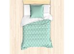 Abakuhaus Set Copripiumino Per Letto Singolo, Clover Celtic, Antiacaro, Adatto A Chi Soffre Di Allergie, Con Federa, 135 Cm X 200 Cm - 80 X 80 Cm, Turchese Bianco